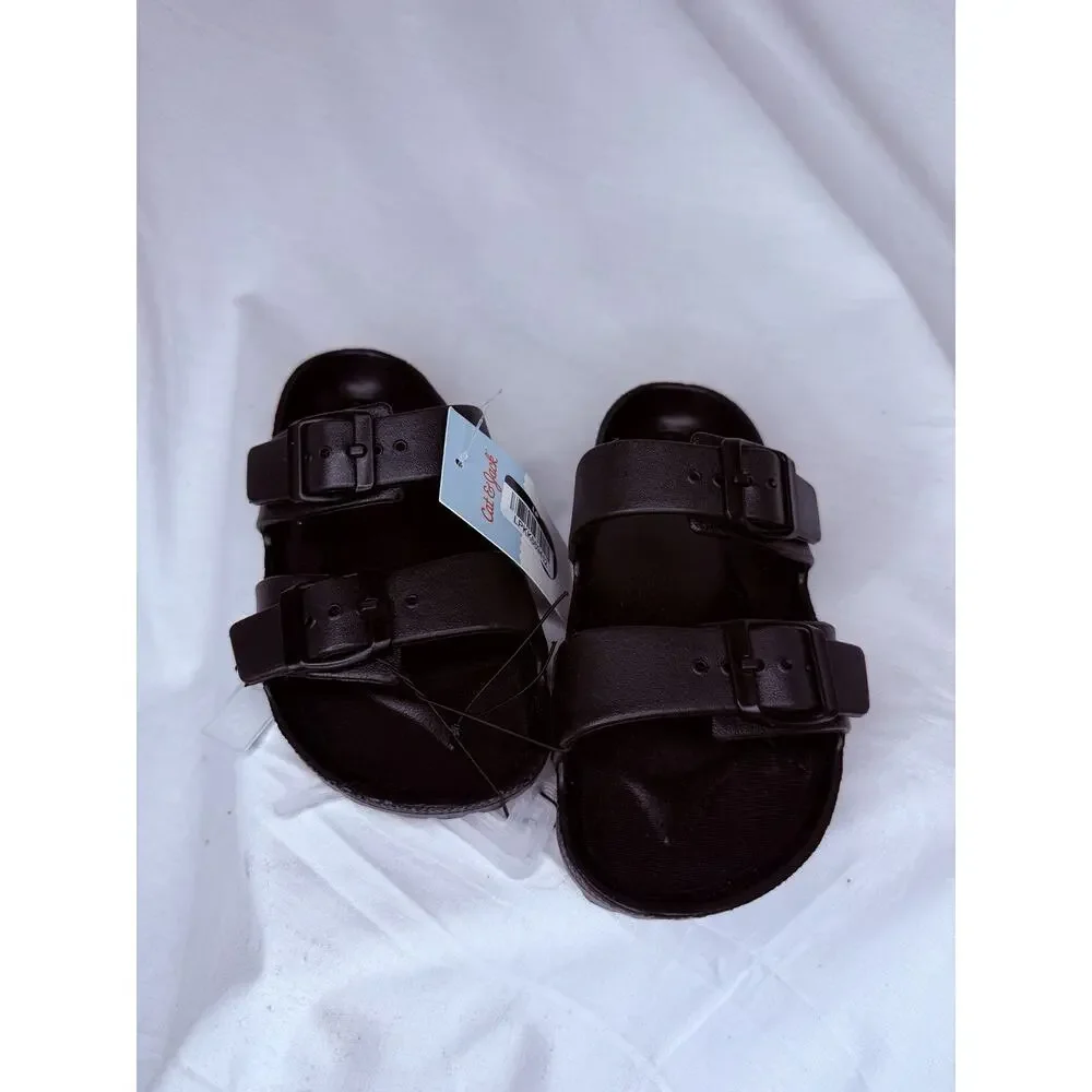 Kids' Noa Blown Footbed Sandals Cat & Jack Black Kids 3, NWT